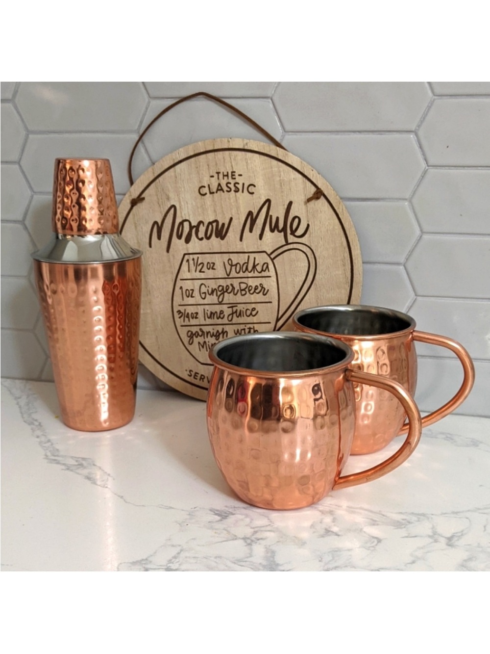 Copper Moscow Mule Mug Set with Shaker - 2-Piece Copper Finish